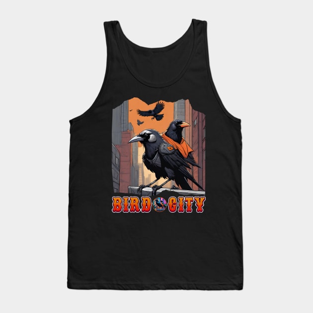 BIRD CITY BALTIMORE RAVEN AND ORIOLES OVER VIEW THE TOWN DESIGN Tank Top by The C.O.B. Store